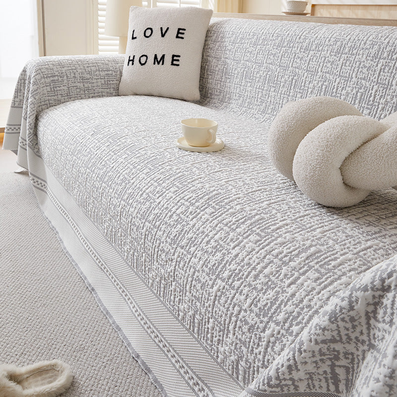 Textured Sofa Cover Polyester - Geometric Woven Design
