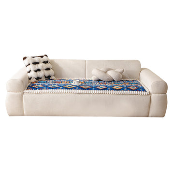 Milk Velvet Sofa Cover with Fringes