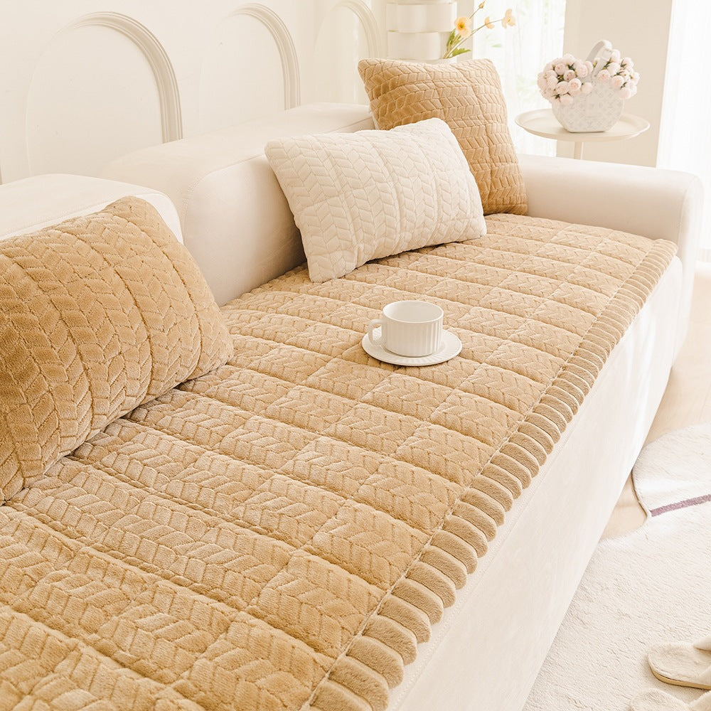 Quilted Fleece Sofa Mat - Plush & Soft Cover