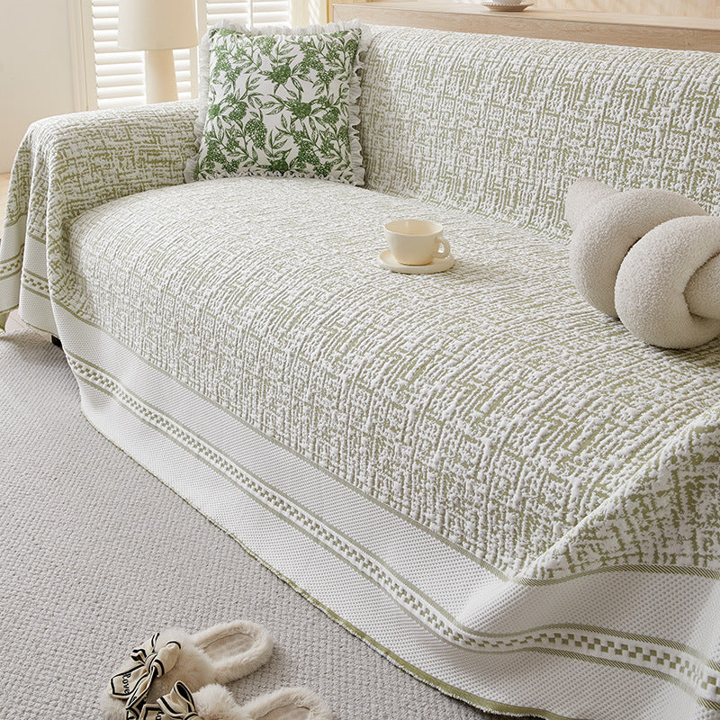 Textured Sofa Cover Polyester - Geometric Woven Design