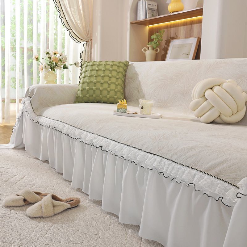 Chenille Sofa Cover with Ruffles