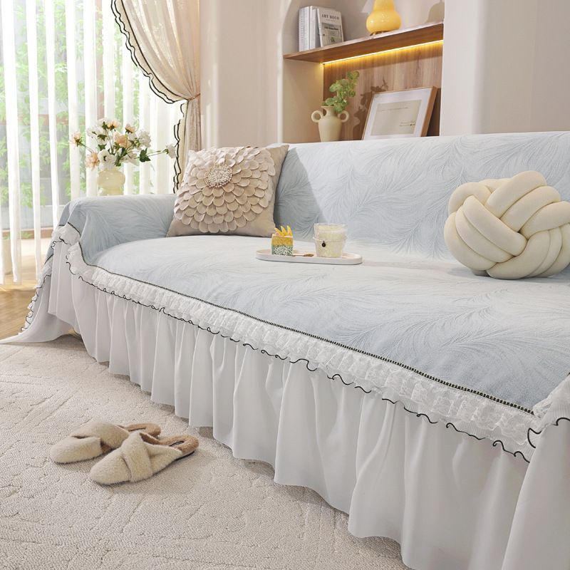 Chenille Sofa Cover with Ruffles