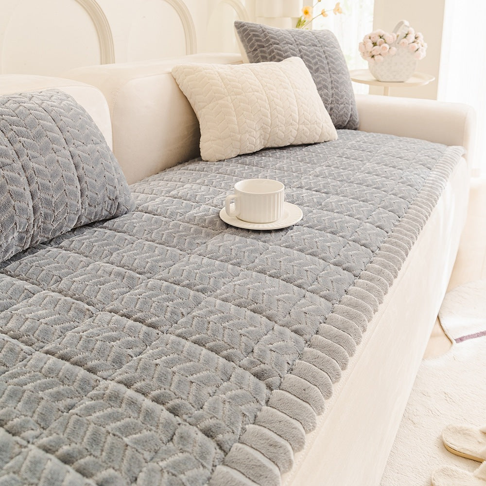 Quilted Fleece Sofa Mat - Plush & Soft Cover
