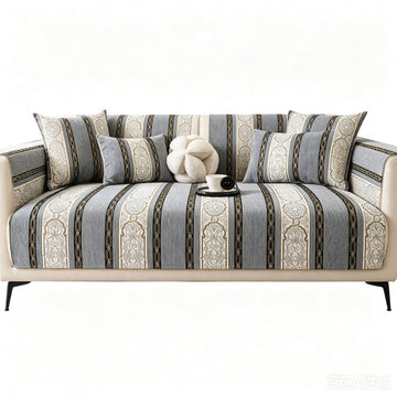 Chenille Striped Sofa Cover - Woven Texture