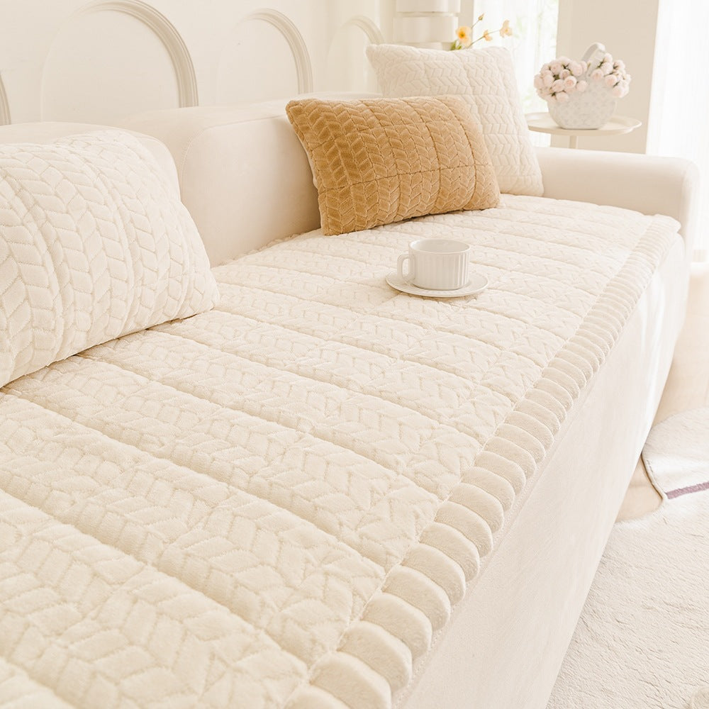Quilted Fleece Sofa Mat - Plush & Soft Cover