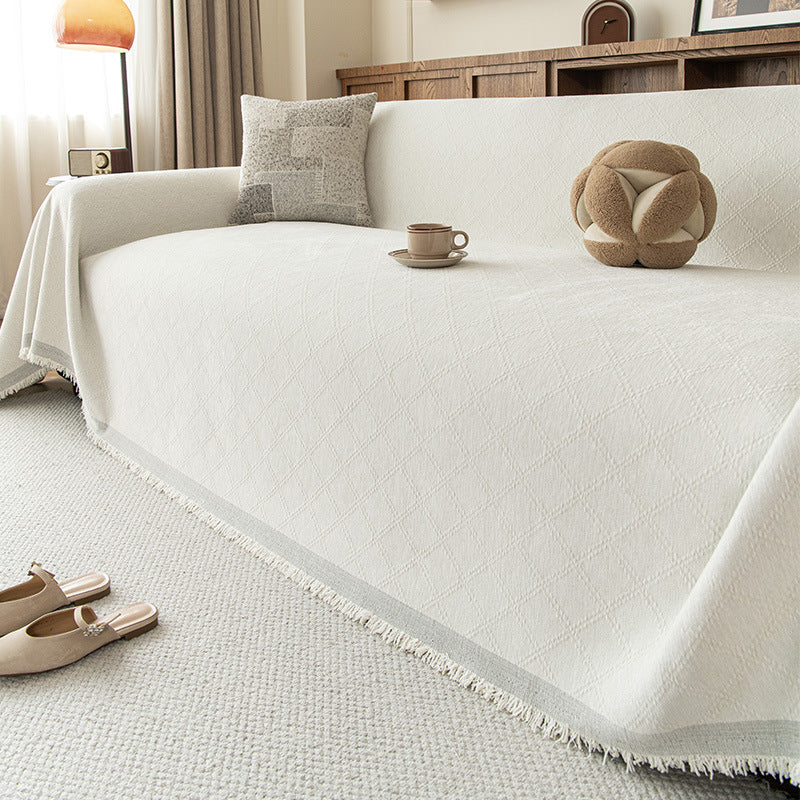 Chenille Sofa Blanket with Fringes