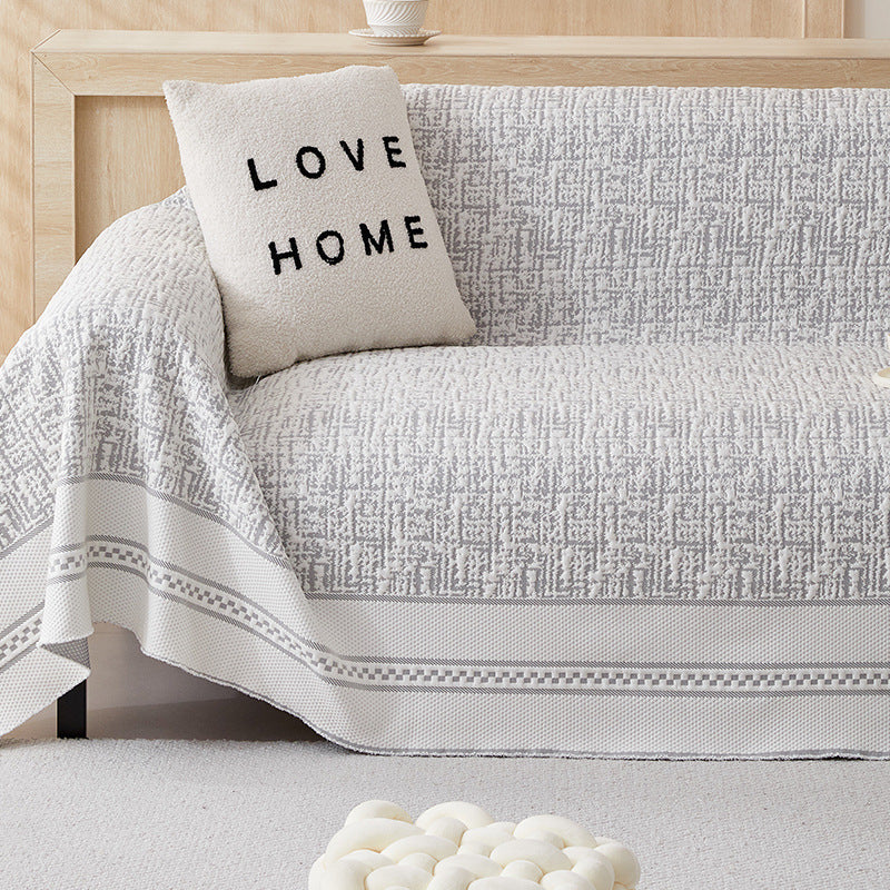 Textured Sofa Cover Polyester - Geometric Woven Design