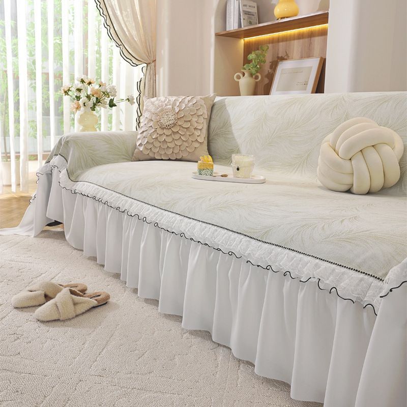 Chenille Sofa Cover with Ruffles
