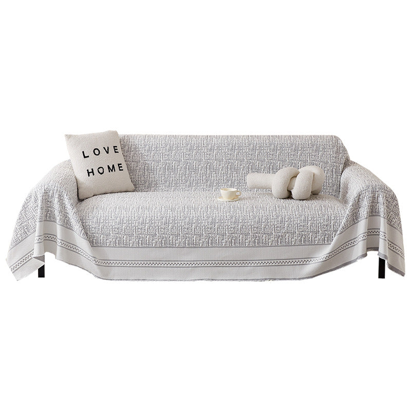 Textured Sofa Cover Polyester - Geometric Woven Design