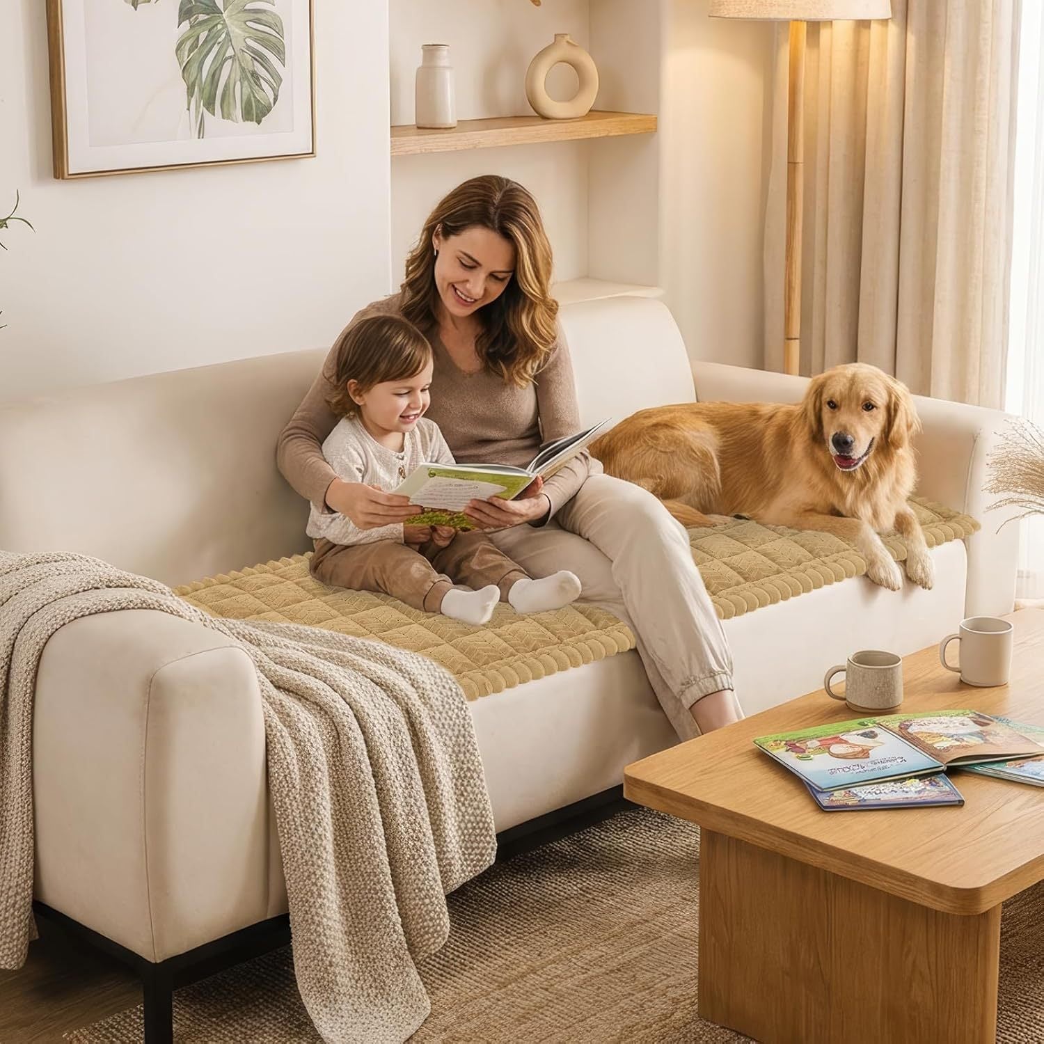 Quilted Fleece Sofa Mat - Plush & Soft Cover