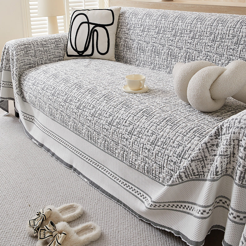 Textured Sofa Cover Polyester - Geometric Woven Design