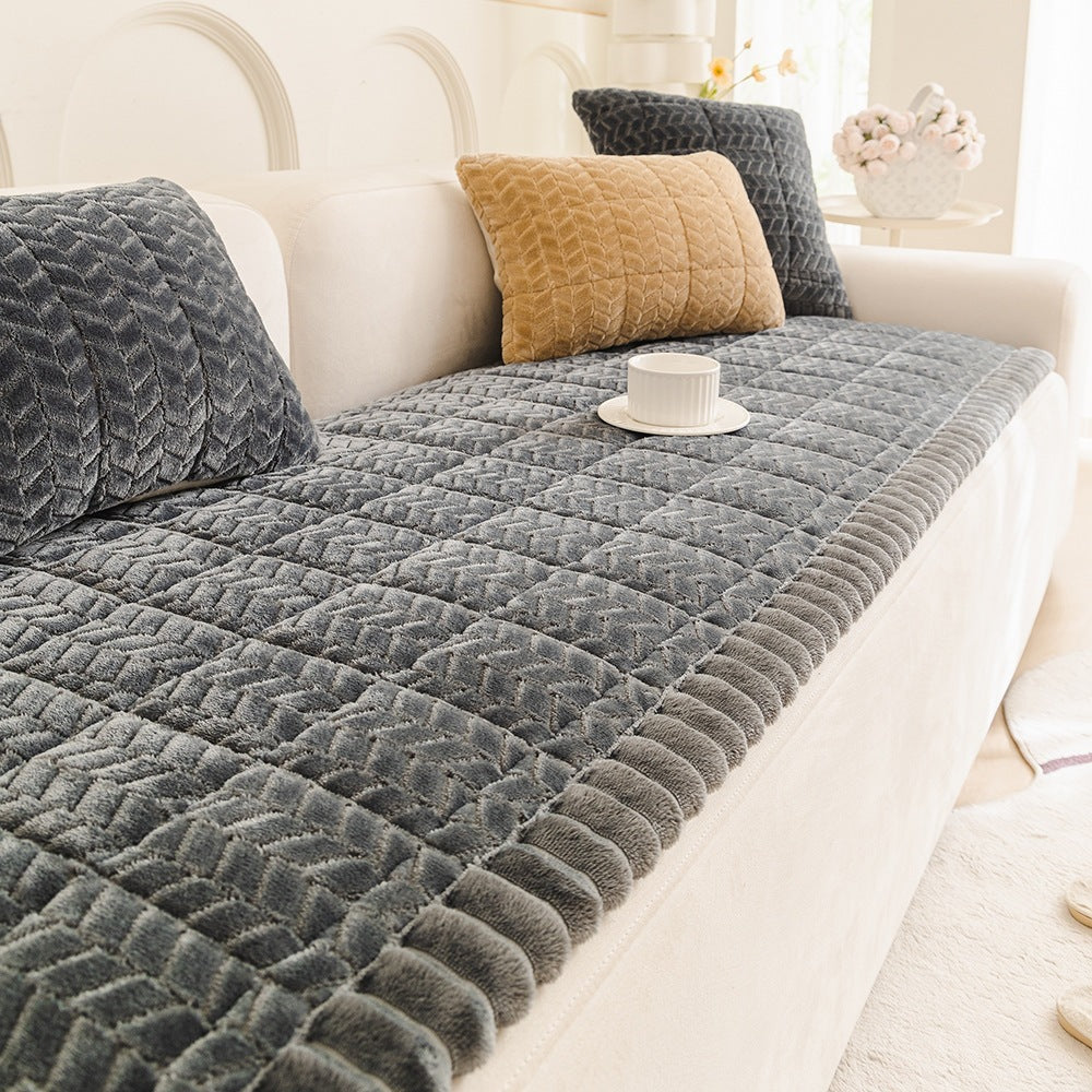 Quilted Fleece Sofa Mat - Plush & Soft Cover