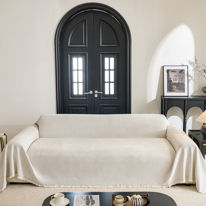 Chenille Sofa Cover with Fringes