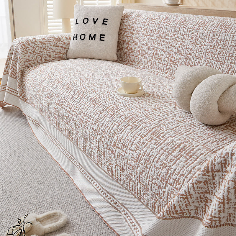 Textured Sofa Cover Polyester - Geometric Woven Design