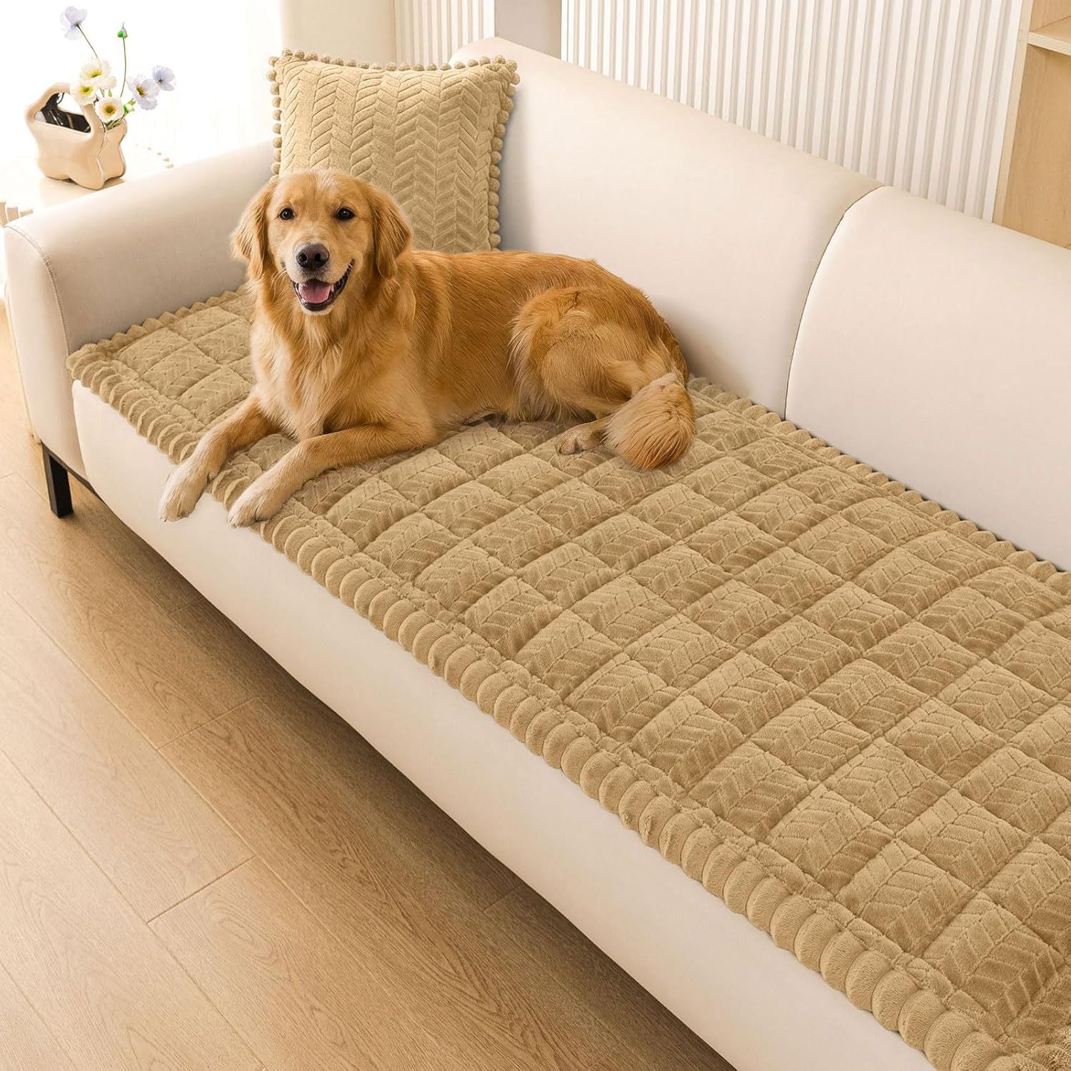 Quilted Fleece Sofa Mat - Plush & Soft Cover